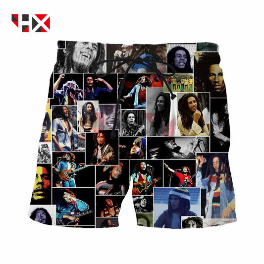 2021 Summer New Style Trend Rock Reggae BOB Marley Face Smile 3D Print Unisex Shorts Harajuku Style Shorts HX214