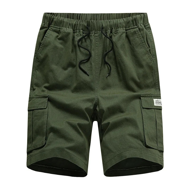 Summer Men's Outdoor Camouflage Cargo Shorts Pocket Cotton Casual Half Pants Mid Waist Drawstring Loose Shorts Bib Overalls 7XL