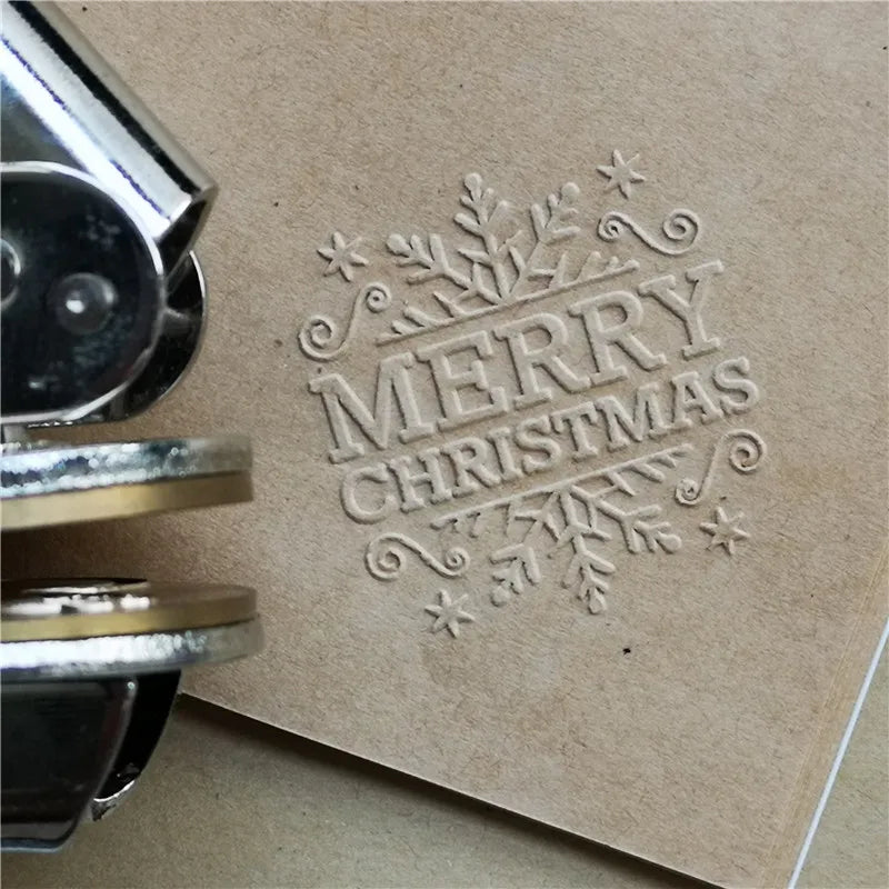 Thank you Embosser Stamp /Embosser Seal thank you handmade logo steel embossing stamp one full set merry christmas embossed