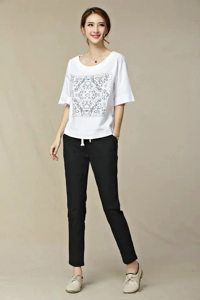Women Pants Spring Summer Casual Harem Pants Cotton Elastic waist Harem Ankle-Length Trousers high quality for Female ladys