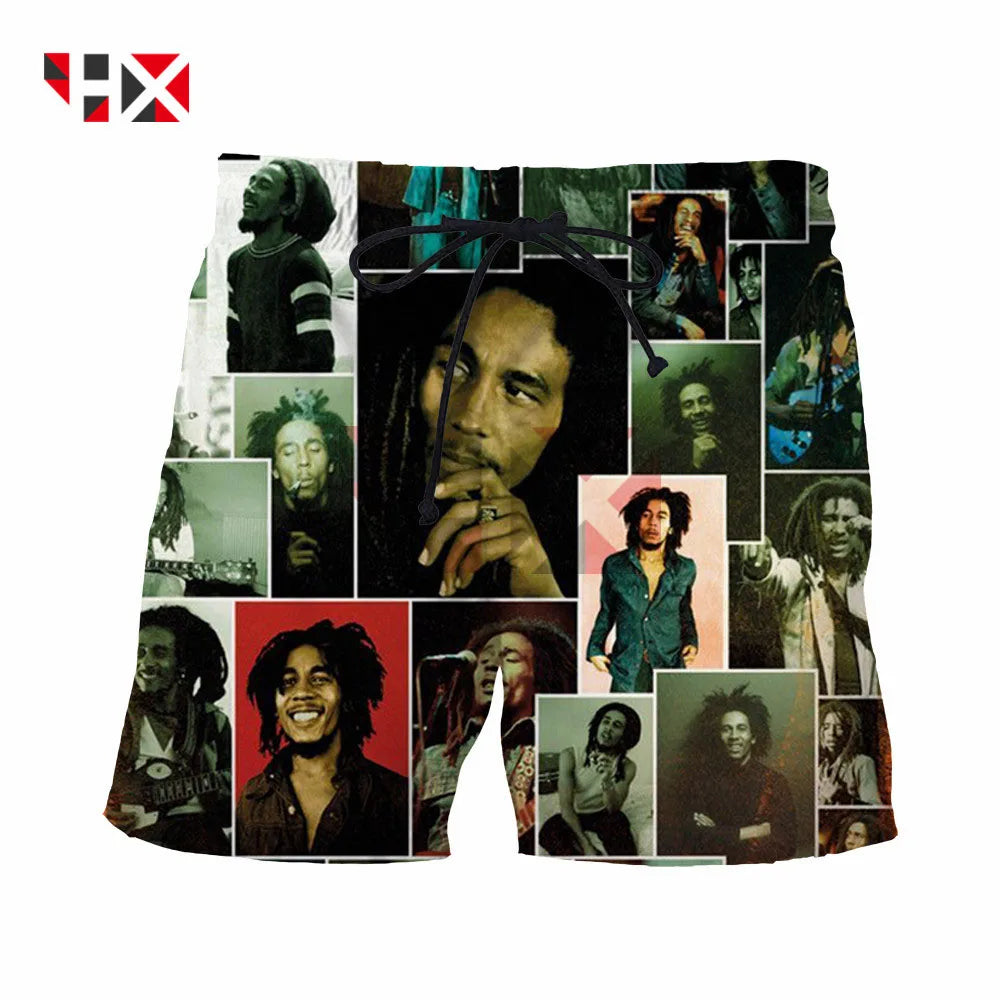 2021 Summer New Style Trend Rock Reggae BOB Marley Face Smile 3D Print Unisex Shorts Harajuku Style Shorts HX214