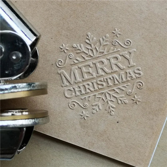 Thank you Embosser Stamp /Embosser Seal thank you handmade logo steel embossing stamp one full set merry christmas embossed