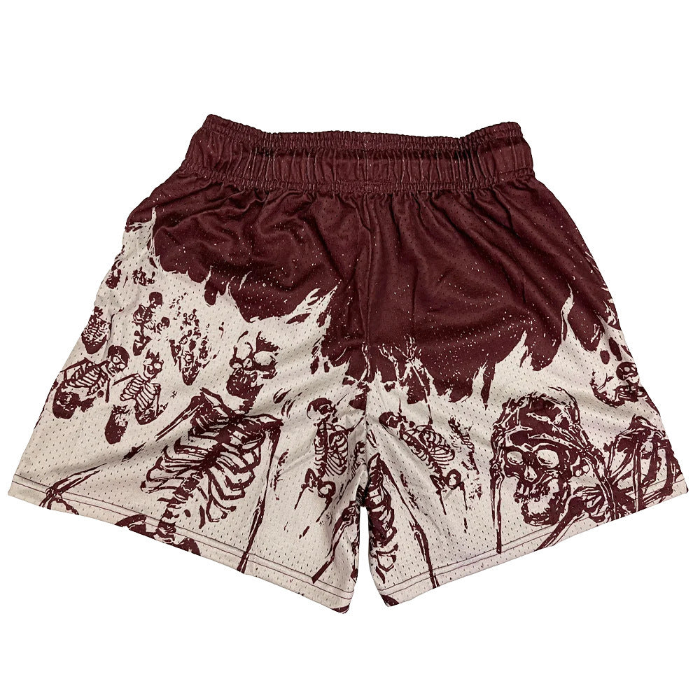 Summer New men short pant Skull Pattern Casual Shorts Street Hip Hop Fitness Polyester Fast Dry Breathable Embroidery Men Shorts