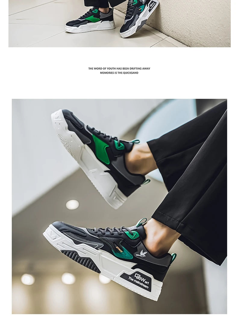 2024 Autumn New Casual Sports Shoes Men's Leather Low-Top Fashion Trend Easiest for Match Running Shoes Men's Skateboard Shoes Suitable for Outdoor Sports