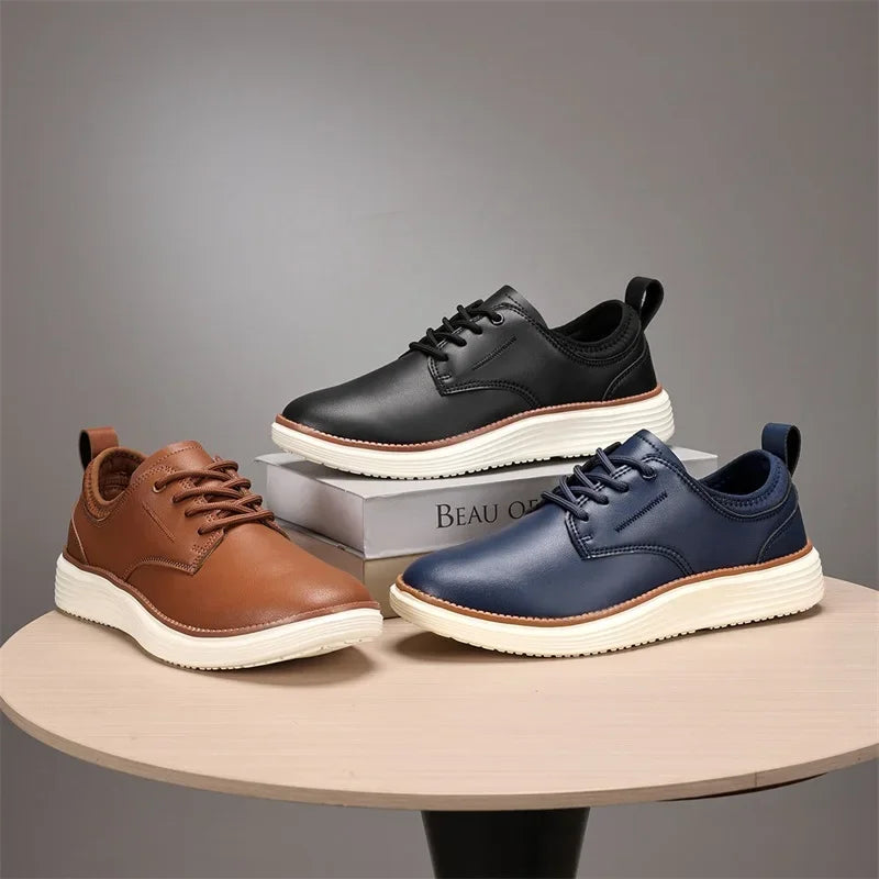 2025 Spring Summer Men Shoes Breathable High Quality Outdoor Footwear Class Leather Upper Anti-Slip Walking Training Sneakers