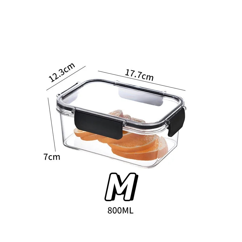 3size Refrigerator Storage Box Clear Sealed Rectangular Fresh Keeping Boxes Food Vegetable Fruit Lunch Box Kitchen Organizer