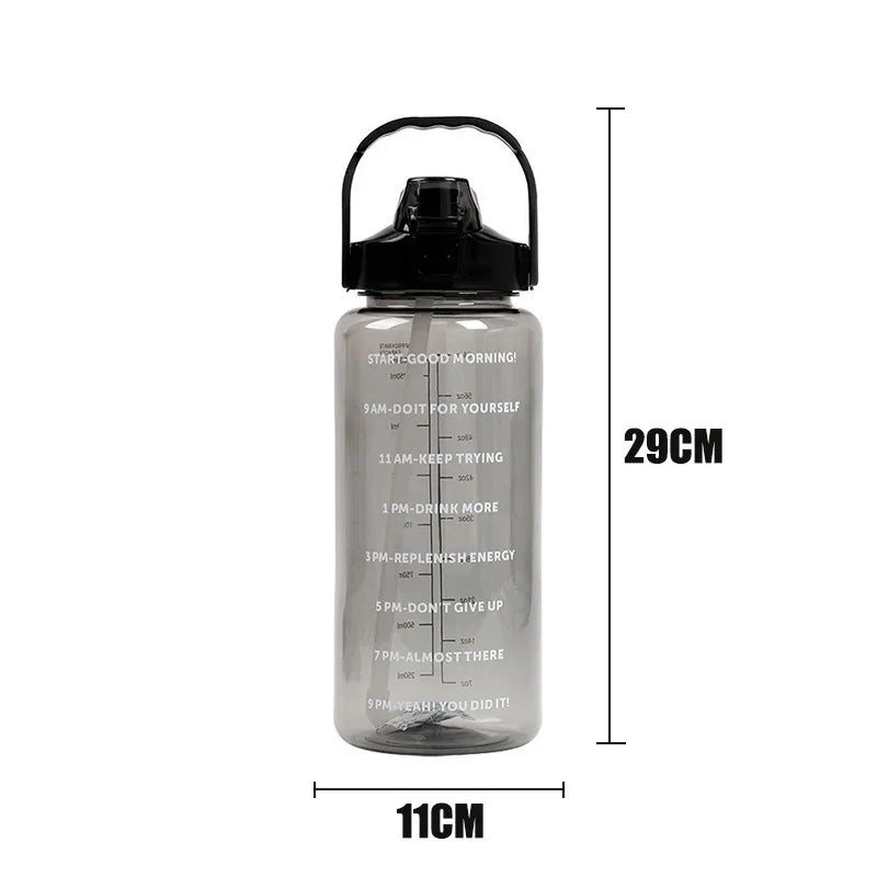 2 Liter Sports Water Bottle With Straw Men Women Fitness Water Bottles Outdoor Cold Water Bottlesc With Time Marker Drinkware1