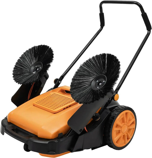 Walk-Behind Sweeper 41.34" Sweeping Width Manual Hand Push Sweeper Hand Push Sweeper Floor Sweeper Angle & Height Adjustable Out