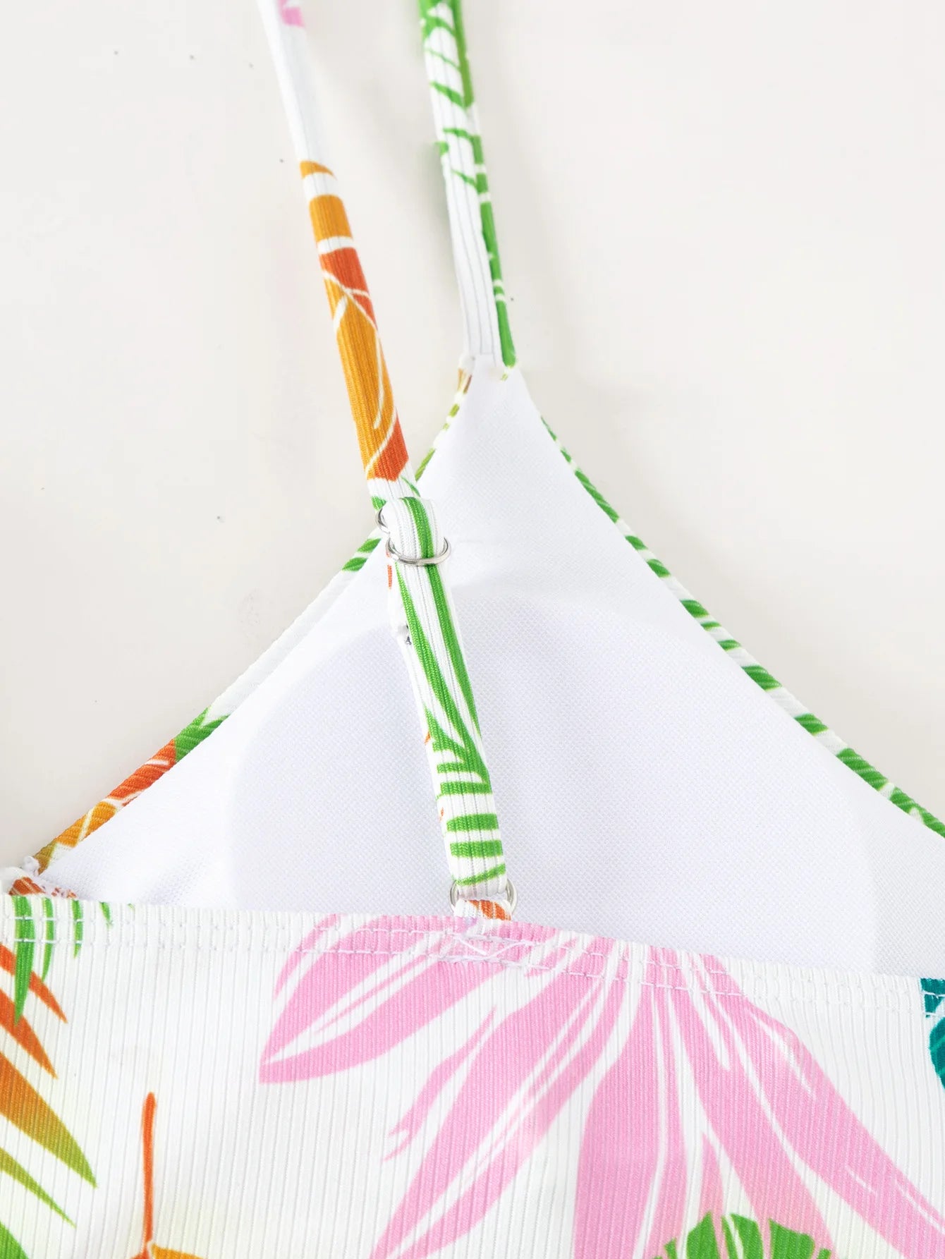 2025 New Women 3 Pieces Swimsuit Leaf Pattern Bikini Set+Long Sleeve Cover Up Tankini Beachwear Drawstring Swimwear Bathing Suit
