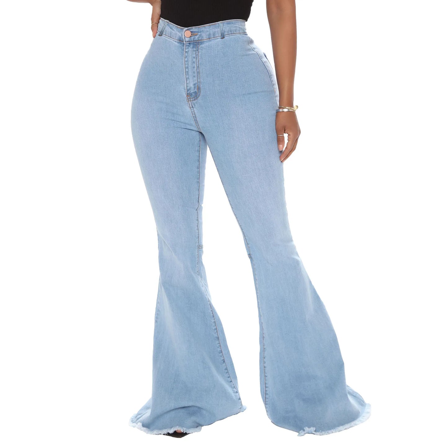 Women Jeans Flare Pants Sexy Denim Long Pant Hip Wrap Casual Solid Elegant Splice Regular Slim Fit High Waist Trousers Summer