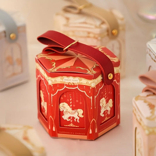 20pcs, Carousel Candy Gift Box Wrap Wedding Birthday Party Gift Bags Anniversary Gift Giving Club Christmas Gift Box Supplies