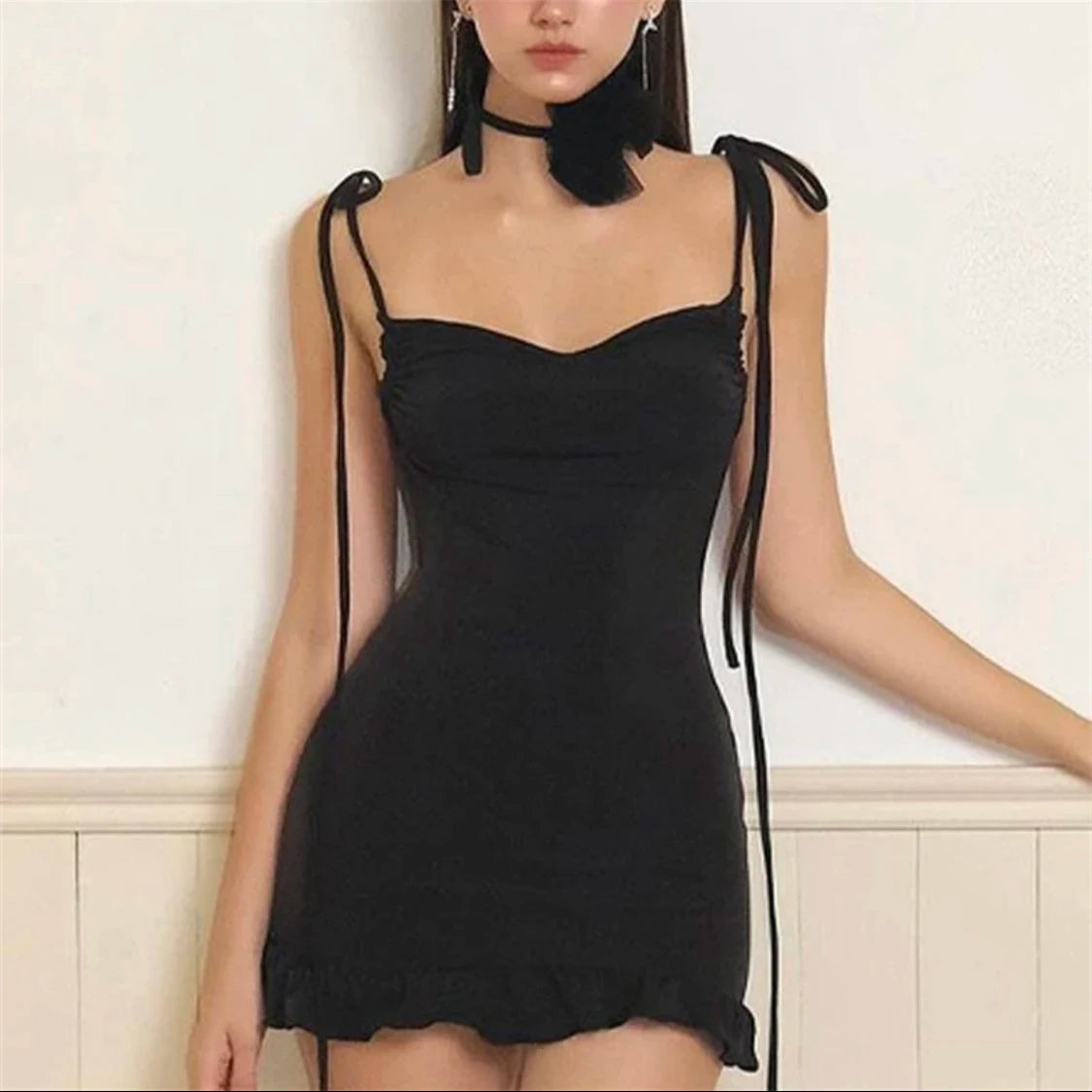 2024 European and American new dress with summer high-end feel Y2K sexy backless lace up spicy girl's hip hugging skirt