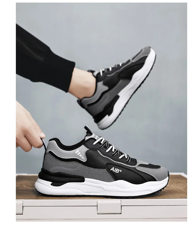 Summer Men's Shoes New Breathable Leather Face Casual Sports Shoes Korean Trendy Versatile Thick Bottom Shoes Casual Old Dad Sho
