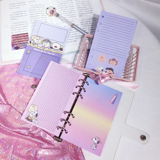 Snoopy Cartoon A6 Loose Leaf Notebook Weekly Monthly Planner Diary Sketchbook Student Journal Notebooks For School Stationery