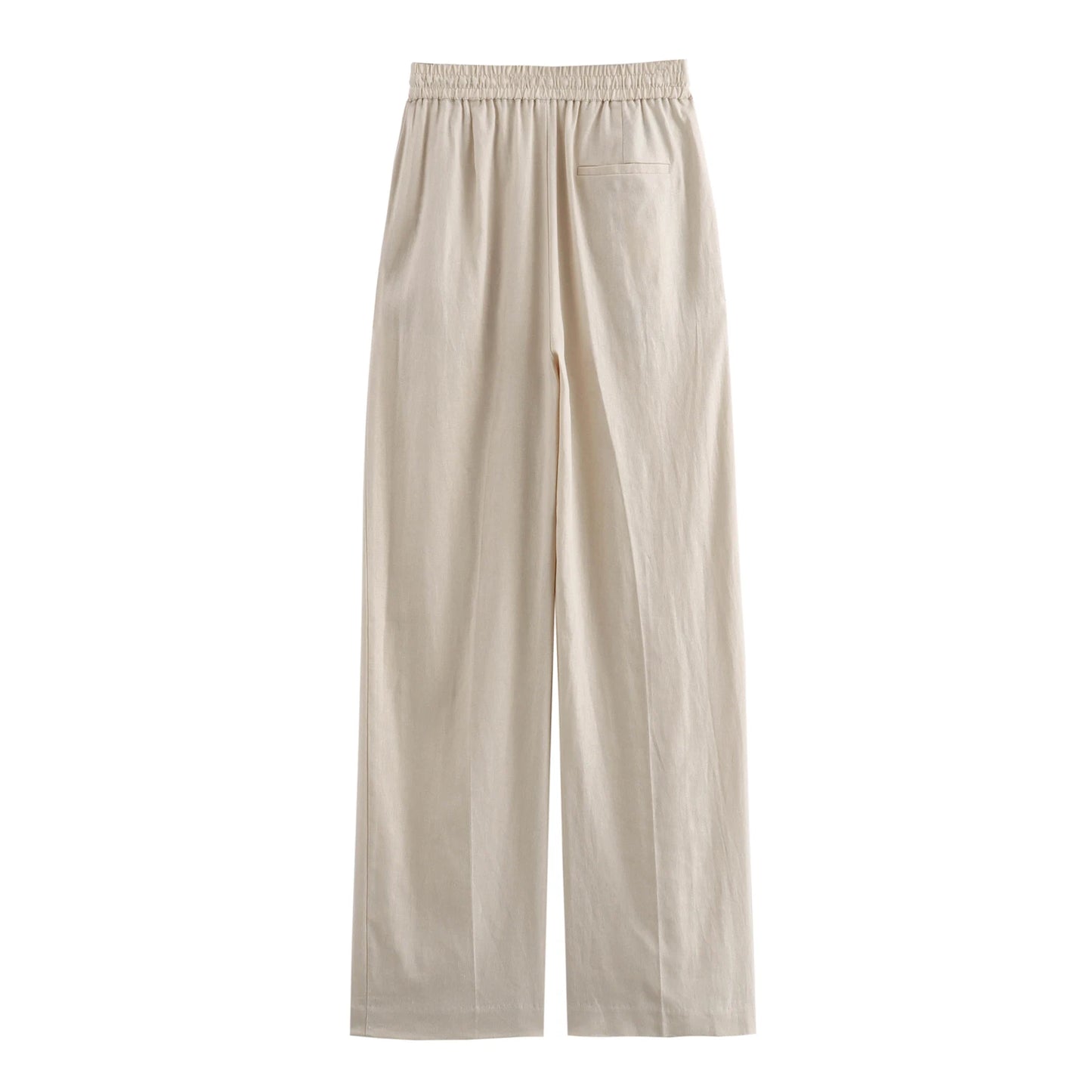 TRAF Women Fashion Spring Summer Lace-up Linen Blended Straight Pants Pocket Office Lady Chic High Waist Trousers Mujer