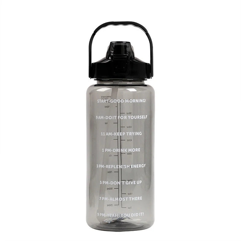 2 Liter Sports Water Bottle With Straw Men Women Fitness Water Bottles Outdoor Cold Water Bottlesc With Time Marker Drinkware1