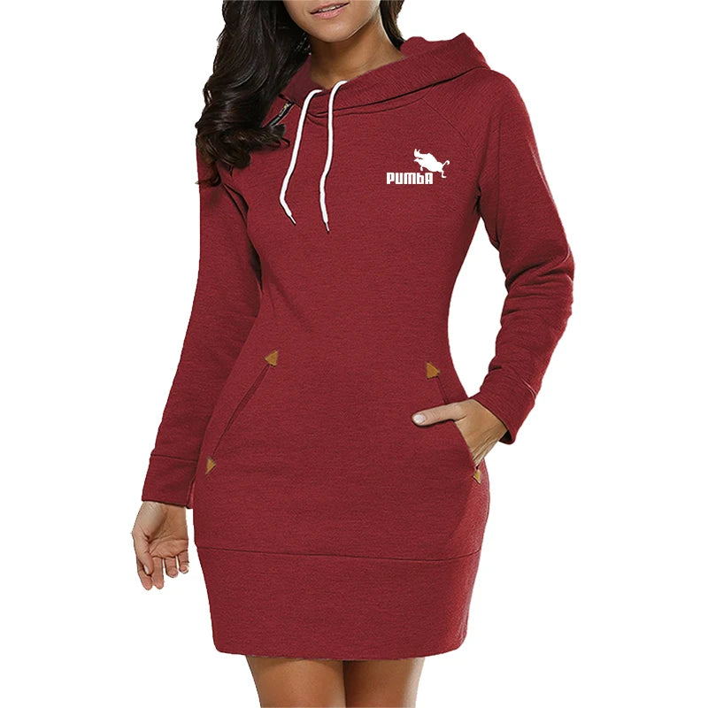 Sweatshirt Womens Dresses Pockets Fashion Casual Zip Neckline Sports Skirt Warm Simple Daily Autumn Hooded Comfort Autumn Winter