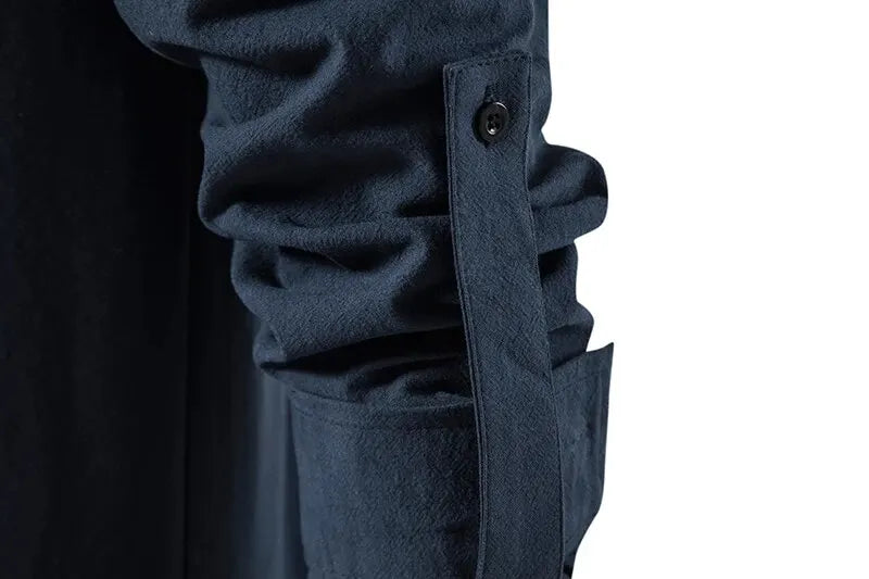 King Billion Men's Shirts Casual Men Cotton Linen Long Sleeve T-shirt Spring Autumn Vintage Shirt US Size Drawstring Neck