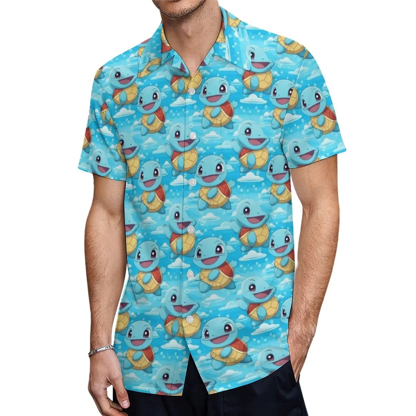 Summer Men's Shirt Cute Animal Print Short Sleeve Shirt Open button Lapel Men's Top Comfortable Casual Men's Shirts