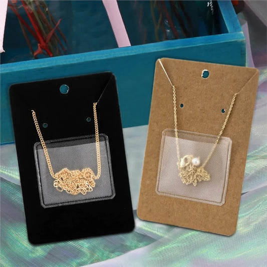 50pcs Necklace Chain Adhesive Pouch Self-Adhesive Pockets for Necklace Display Cards Clear Jewelry Bag Loose Supplies Holder