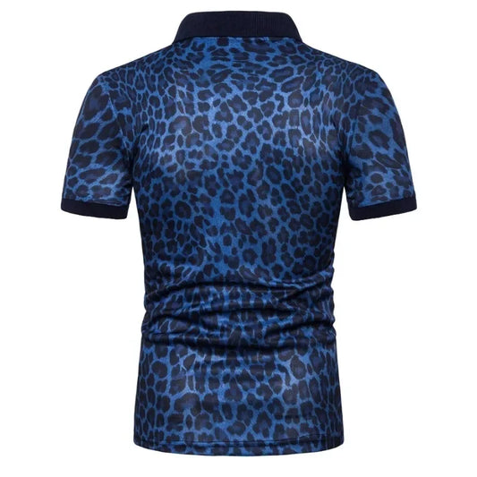 3 Colors!Men's Leopard Print Breathable Short-sleeved Shirt Fashion Lapel T-shirt Thin Casual Top Shirts for Men