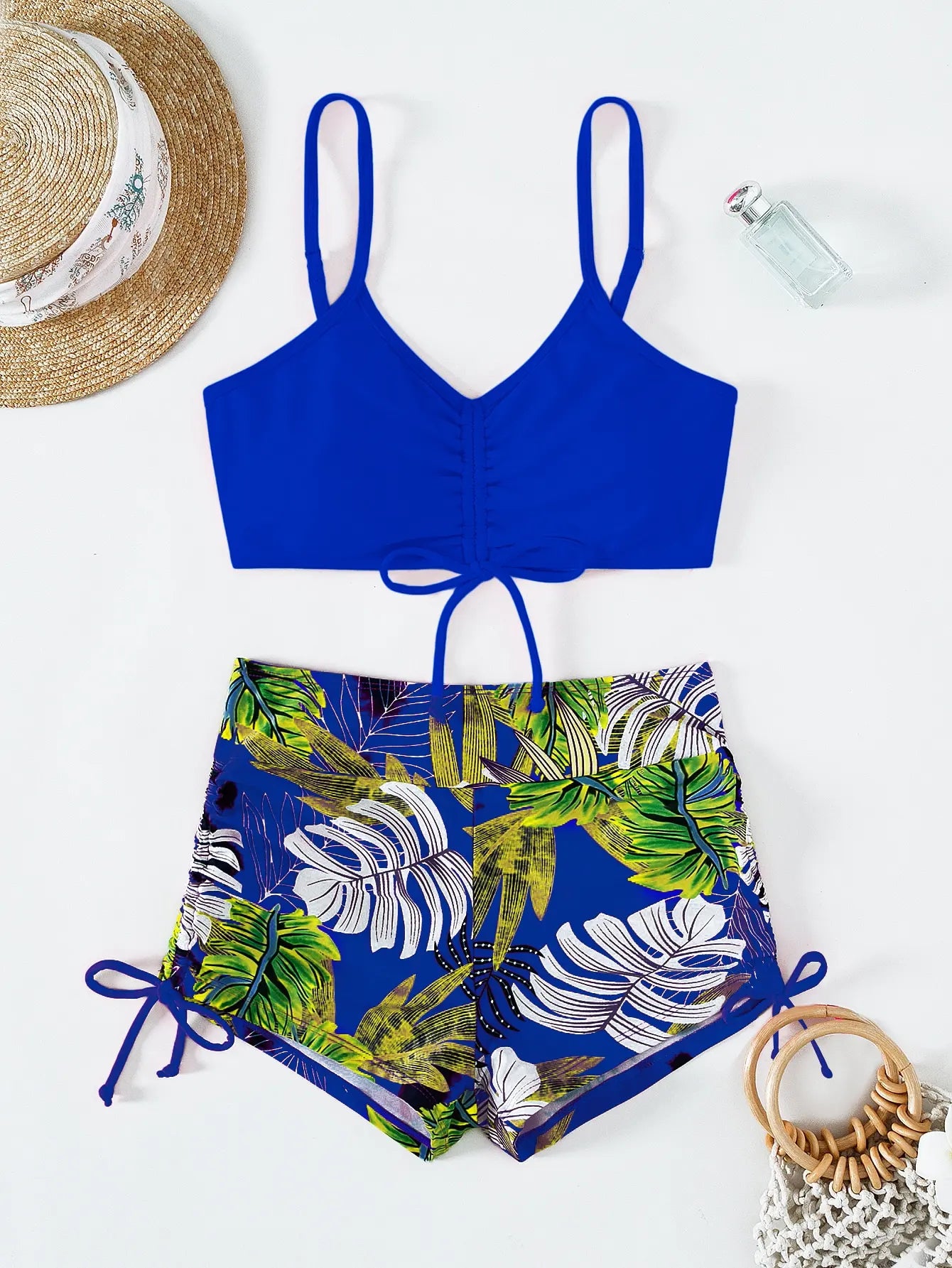2025 Tie Dye Bikini Drawstring Swimsuit Women High Waist Shorts Swimwear Female Padded Bathing Suit Swimming Beachwear Summer