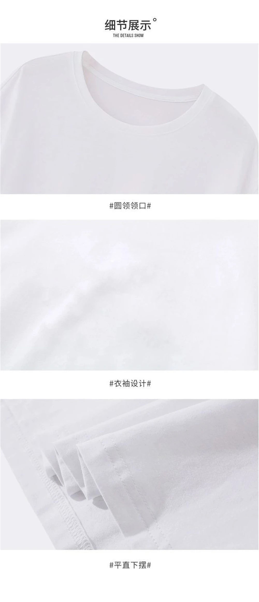 2PCS 100% Cotton Solid T Shirts Men's and Women's Short Sleeve White Tees Casual Breathable Loose Round Neck T-shirt Couple Tops