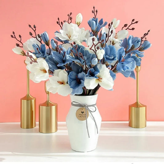 5 Forks 20 Heads High Quality Artificial Flowers Autumn Magnolia Home Decor Flower Decoration Fake Christmas Wedding Accessories