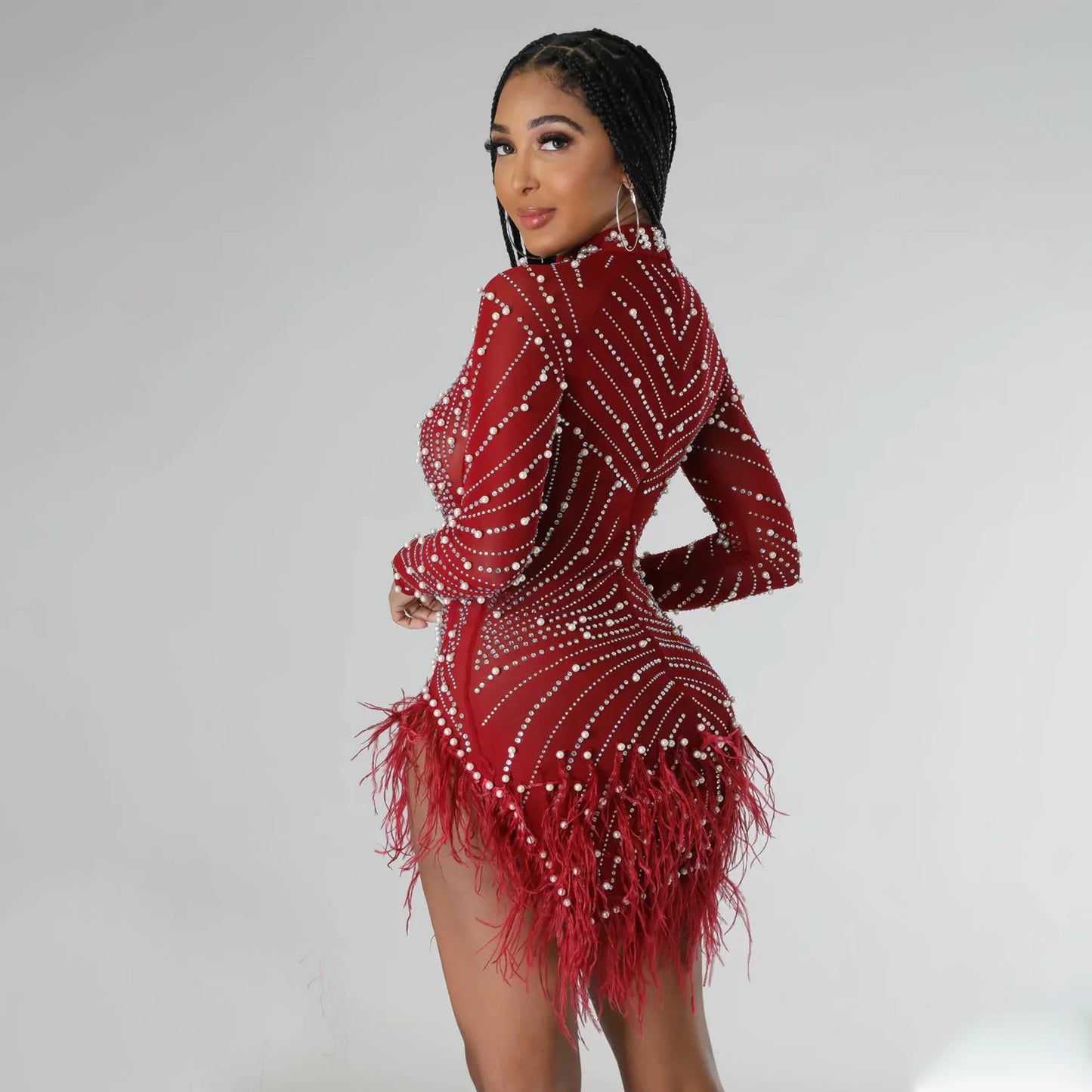 2022 Summer Fashion Sexy Tassel Mesh Embroidered Dress Women Irregular Short Skirt Mid-waist