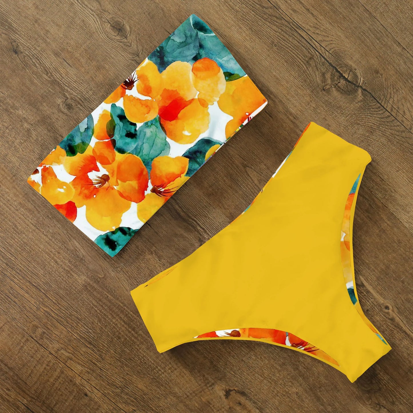2024 New Sexy Low Hight Bikini Set Swimwear Women Bandeau Female Print Floral Strappy Swimsuit Bathing Suit Beach Wear Biquini