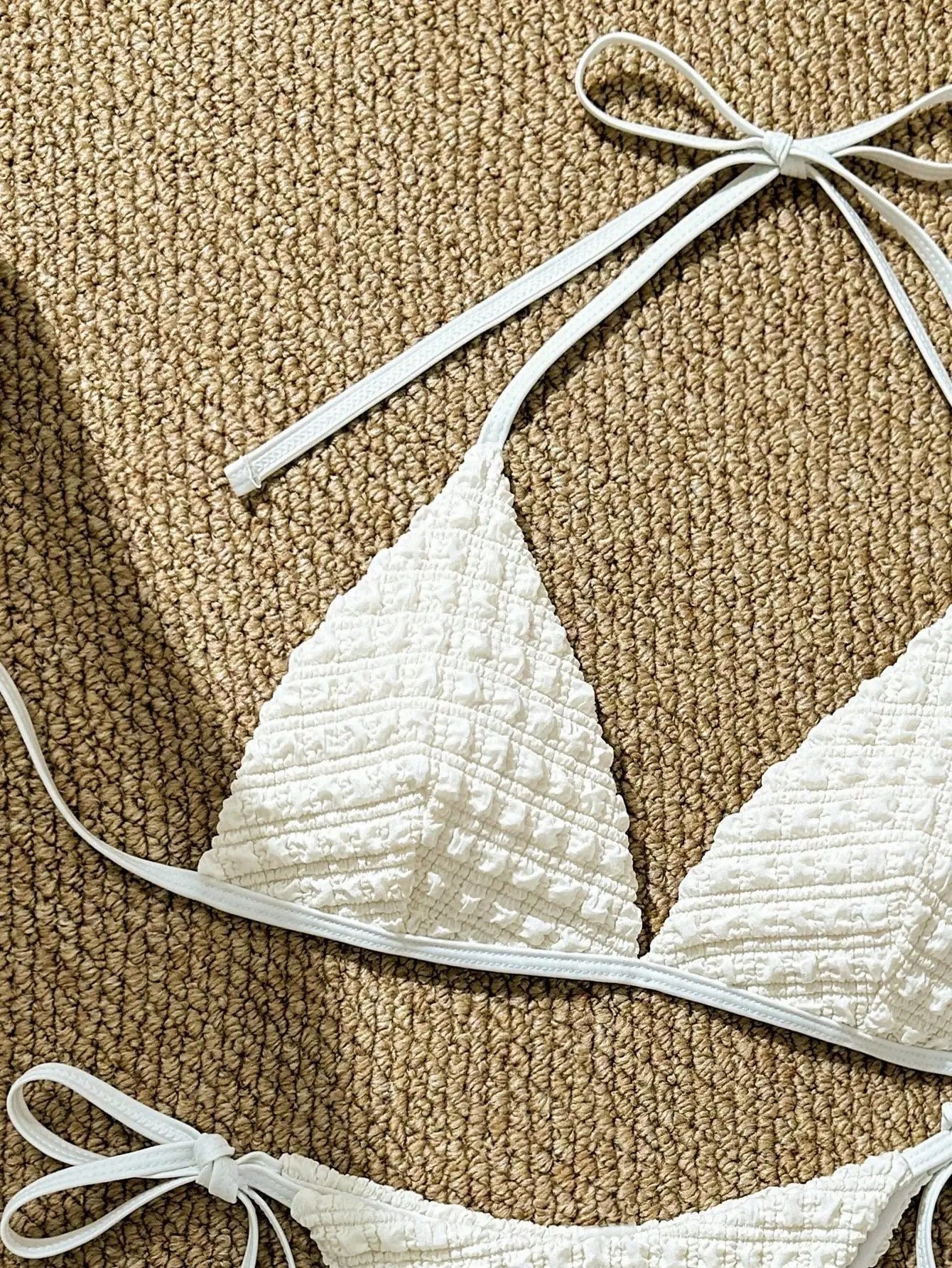 2025 Swimsuit New Pure White Sexy Bikini Fashion Small Fresh Bikini Women's Split Swimsuit With Halterneck