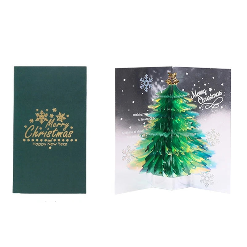 3D for pop Up Christmas Greeting Cards Tree Handmade Holiday Card with Envelope for Xmas New Year Thanksgiving Day Gifts C6UE