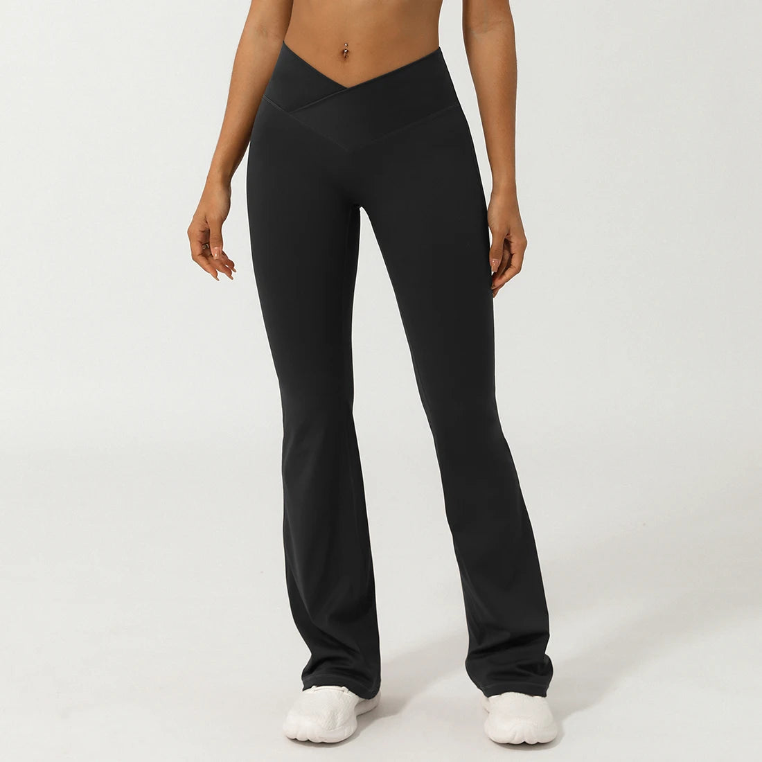 Women Cross Waist Fitness Breathable Yoga Training Gym Outdoor Dance Sport Flare Pants