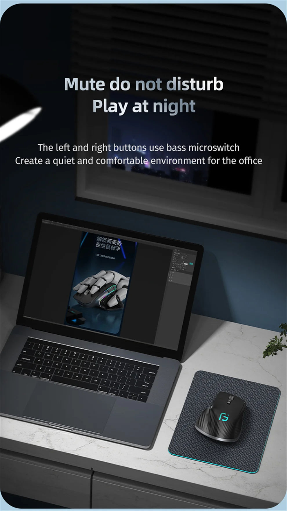 2.4G Wireless Mouse Bluetooth RGB Rechargeable Ergonomic Design Computer Mice For Computer Gaming Office
