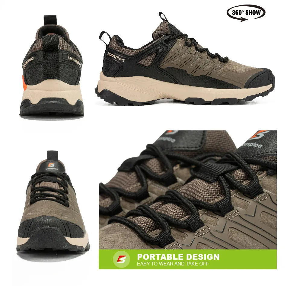 Baasploa Men Hiking Shoes Waterproof Outdoor Sneakers for Men Casual Sneakers Anti-Skid Wear-Resistant Male Shoes New Fashion