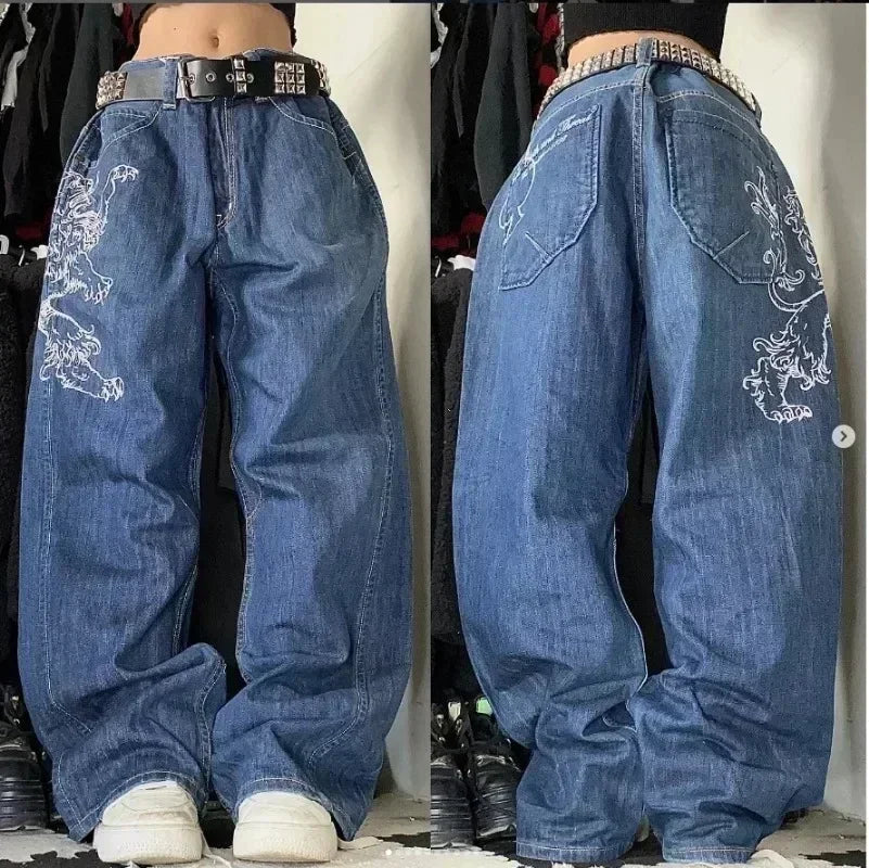 American Fashion Trend Selling Washed Jeans Women Men Y2K New Street Retro Joker Straight Wide Leg Pants Unisex Punk Loose Jeans