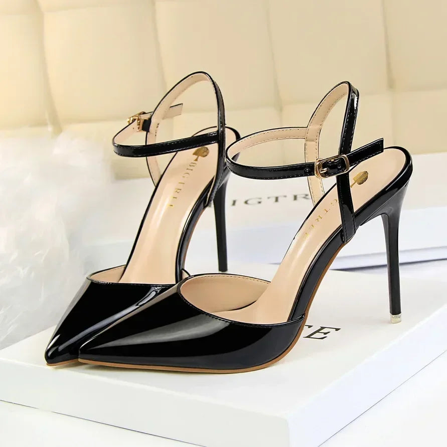 Summer Women Red Blue Sexy Nightclub Stripper Dance Sandals Lady Fetish 10.5cm High Heels Holiday Concise 2024 Versatile Sandles