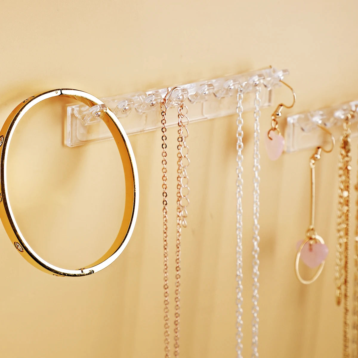 3Pack Necklace Holder, Necklace Organizer Wall Mounted with 8 Hooks, for Hanging Jewelry, Bangles, Bracelets and Rings