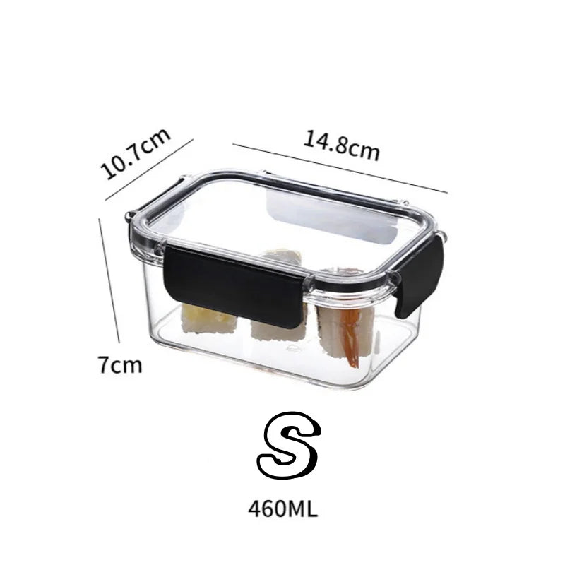 3size Refrigerator Storage Box Clear Sealed Rectangular Fresh Keeping Boxes Food Vegetable Fruit Lunch Box Kitchen Organizer