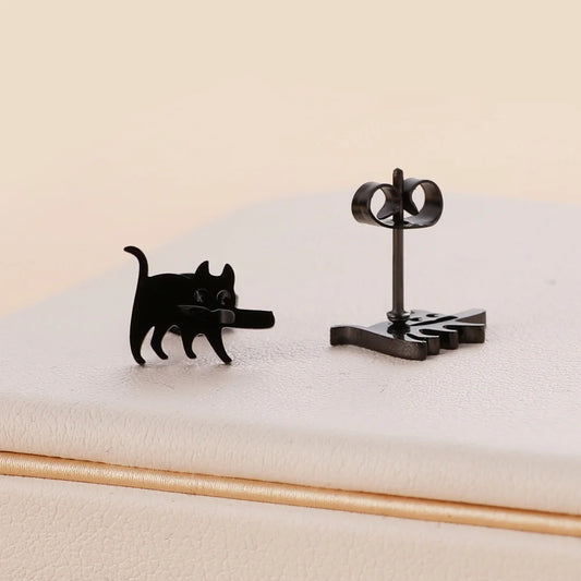 Stainless Steel Halloween Ghost Cat Stud Earrings For Women Girls Gold Color Waterproof Fashion Ear Party Jewelry Gift Wholesale