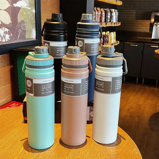 530ML/750ML Thermos Water Bottle Large capacity Stainless Steel Vacuum Flask Mug Portable Outdoor Thermal Mug Sports Drinks Cup
