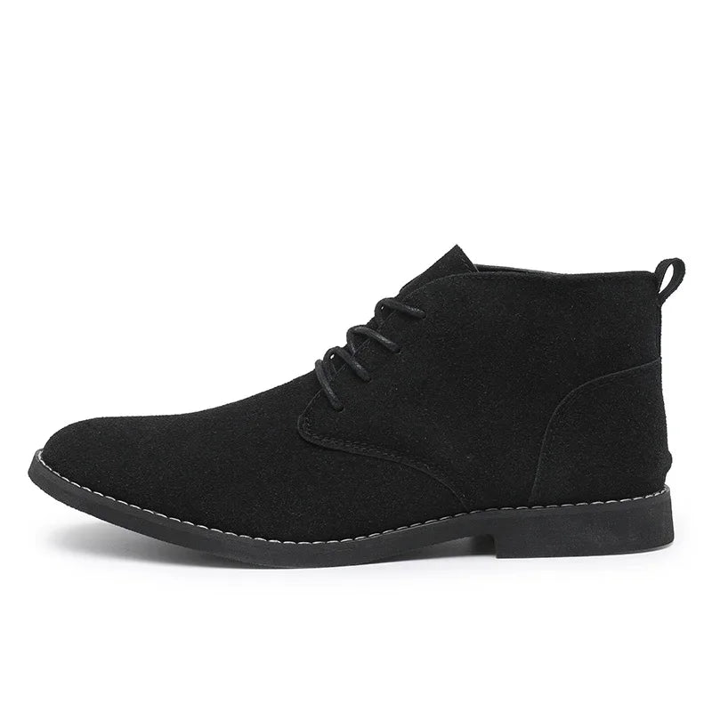 British Style Brown Men’s Suede Leather Boots Comfort Chelsea Boots Men Lace-Up Pointed Ankle Boots For Men botas para hombre