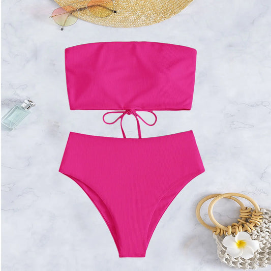 Bathing Suit Two-Piece Set Summer Swimwear Bra Briefs Bikini Set With Chest Pad Wire-Free Women Beach Suit Women Clothes