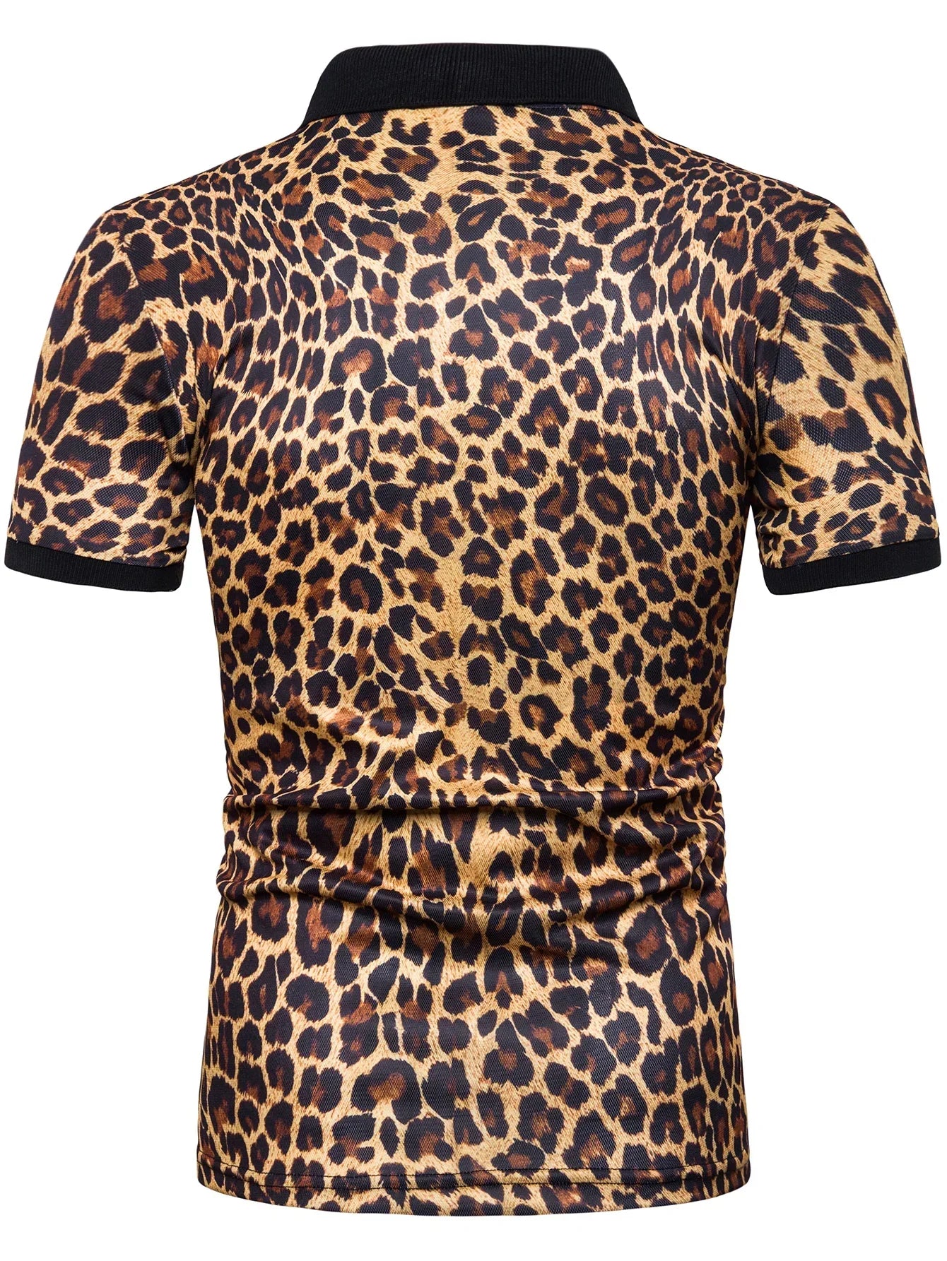 3 Colors!Men's Leopard Print Breathable Short-sleeved Shirt Fashion Lapel T-shirt Thin Casual Top Shirts for Men