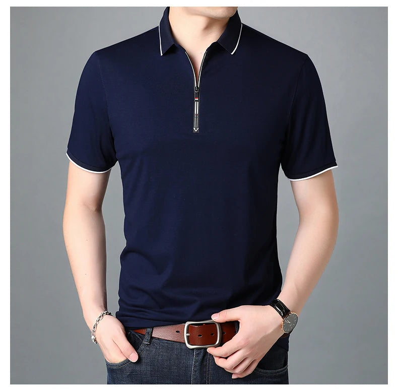 2025 Top Quality New Summer Brand Mens Polo Shirts Designer Plain Zipper Short Sleeve Casual Tops Fashions Man Clothing