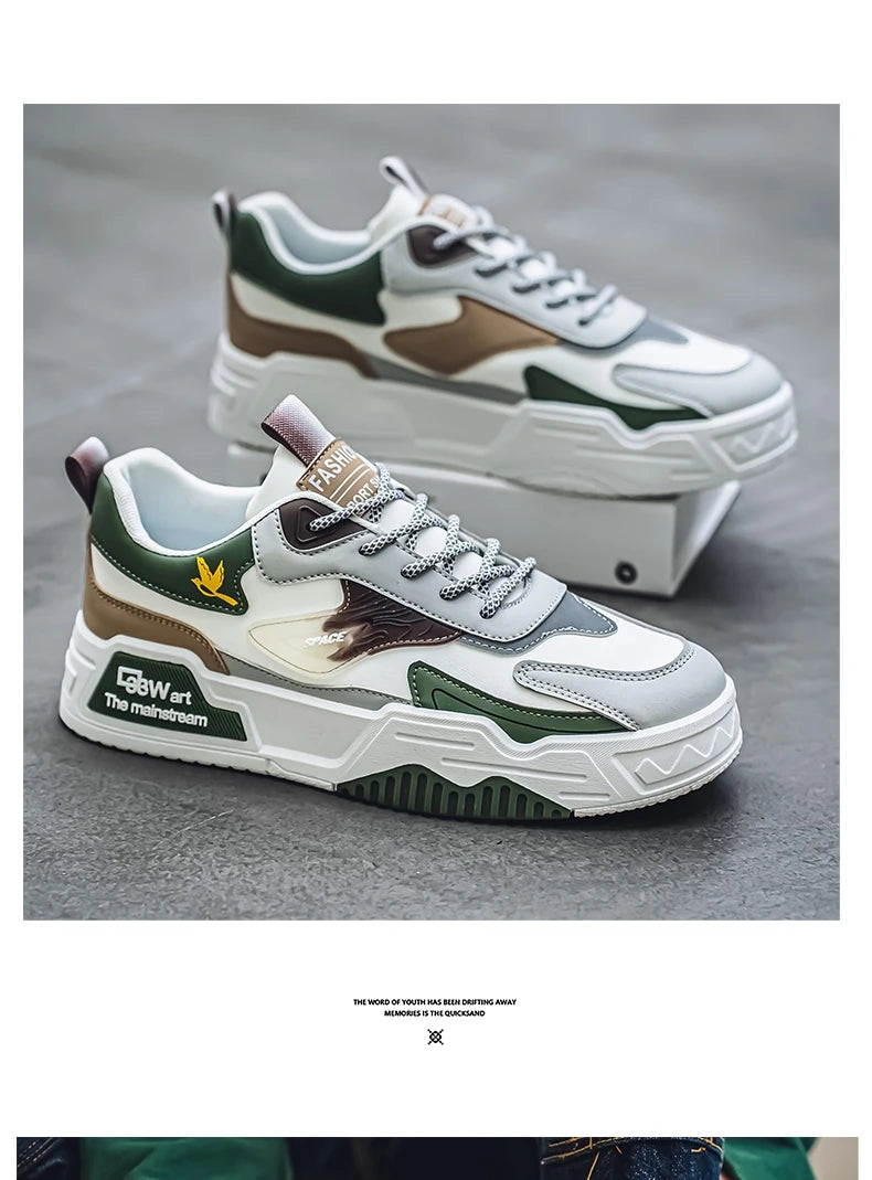 2024 Autumn New Casual Sports Shoes Men's Leather Low-Top Fashion Trend Easiest for Match Running Shoes Men's Skateboard Shoes Suitable for Outdoor Sports