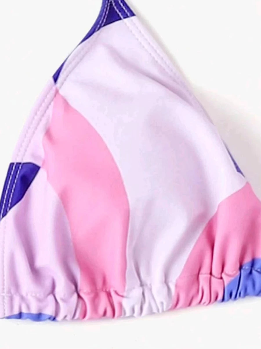 3 Pieces Triangle Halter String Bikini Long Sleeve Swimsuit Women Swimwear Female Bathers Bathing Swimming Swim Suit