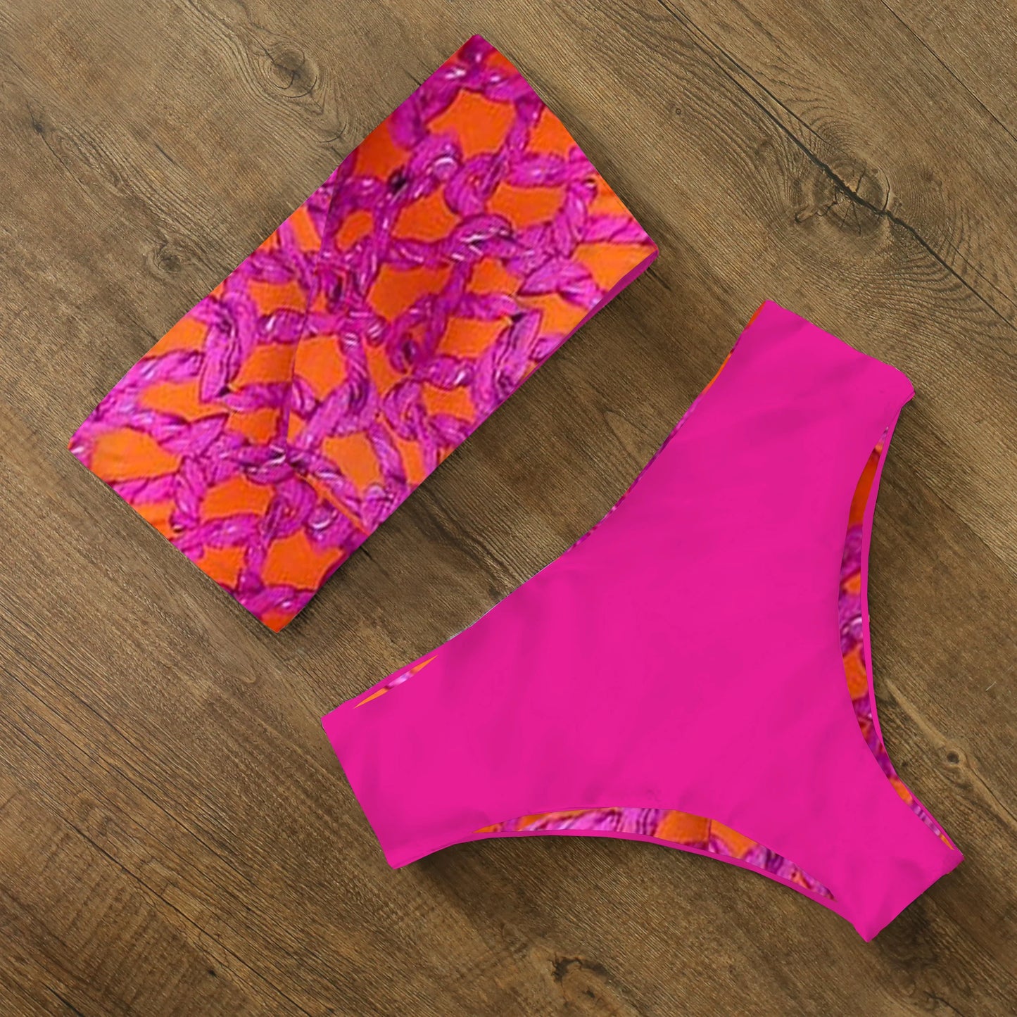 2024 New Sexy Low Hight Bikini Set Swimwear Women Bandeau Female Print Floral Strappy Swimsuit Bathing Suit Beach Wear Biquini