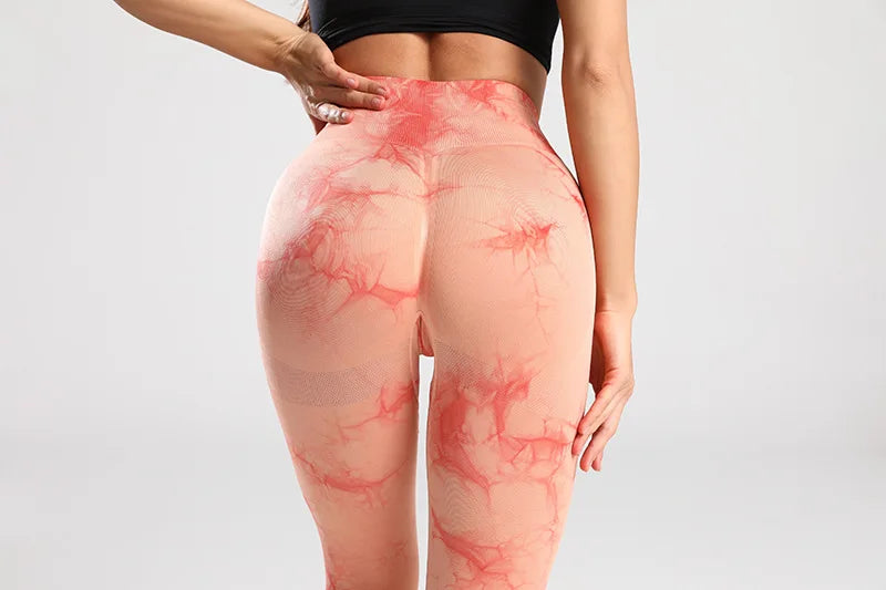 Tie Dye Seamless Gym Leggings Women Push Up Women Mallas Sports Fitness Contour Yoga Running Pants Elastic Leggins