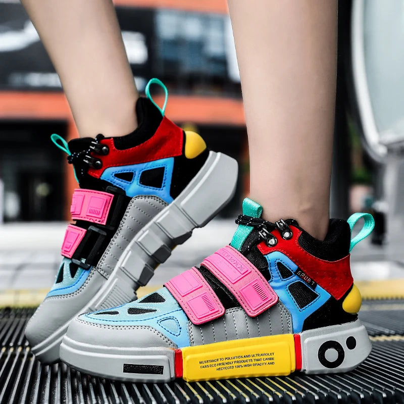 Wudao student couple sports board shoes Women's new non-slip thick soled sports shoes men ventilated Velcro casual shoes
